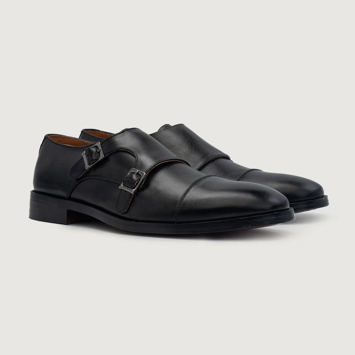 Boston Zapatos de doble hebilla en cuero negro For Men en cuero vacuno negro auténtico - Vista de perfil | Comprar online