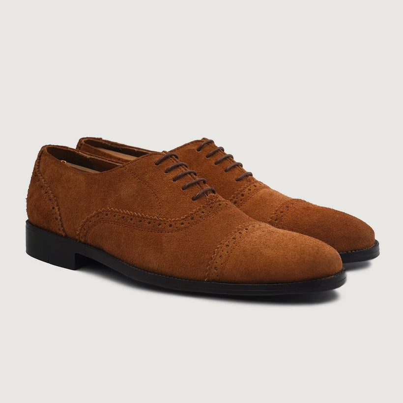 Grisson Brogues Oxford Marrón Suede Leather Shoes para Hombre