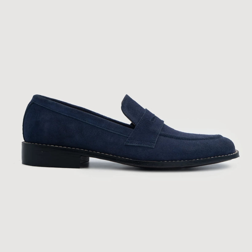 Baxton Azul Suede Mocasines de cuero para Hombre
