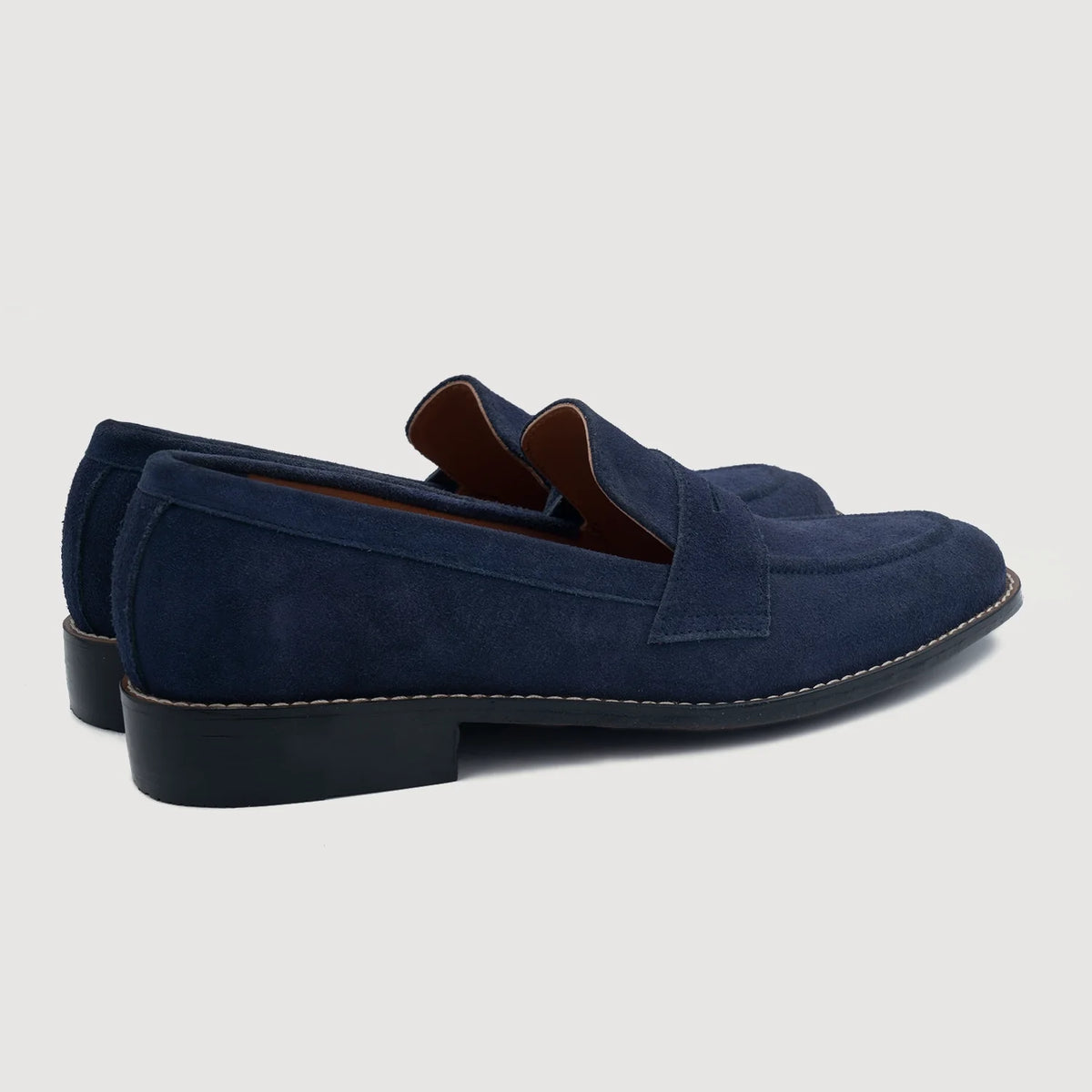 Baxton Azul Suede Mocasines de cuero para Hombre For Men - Contrafuerte de talón reforzado y doble costura de precisión