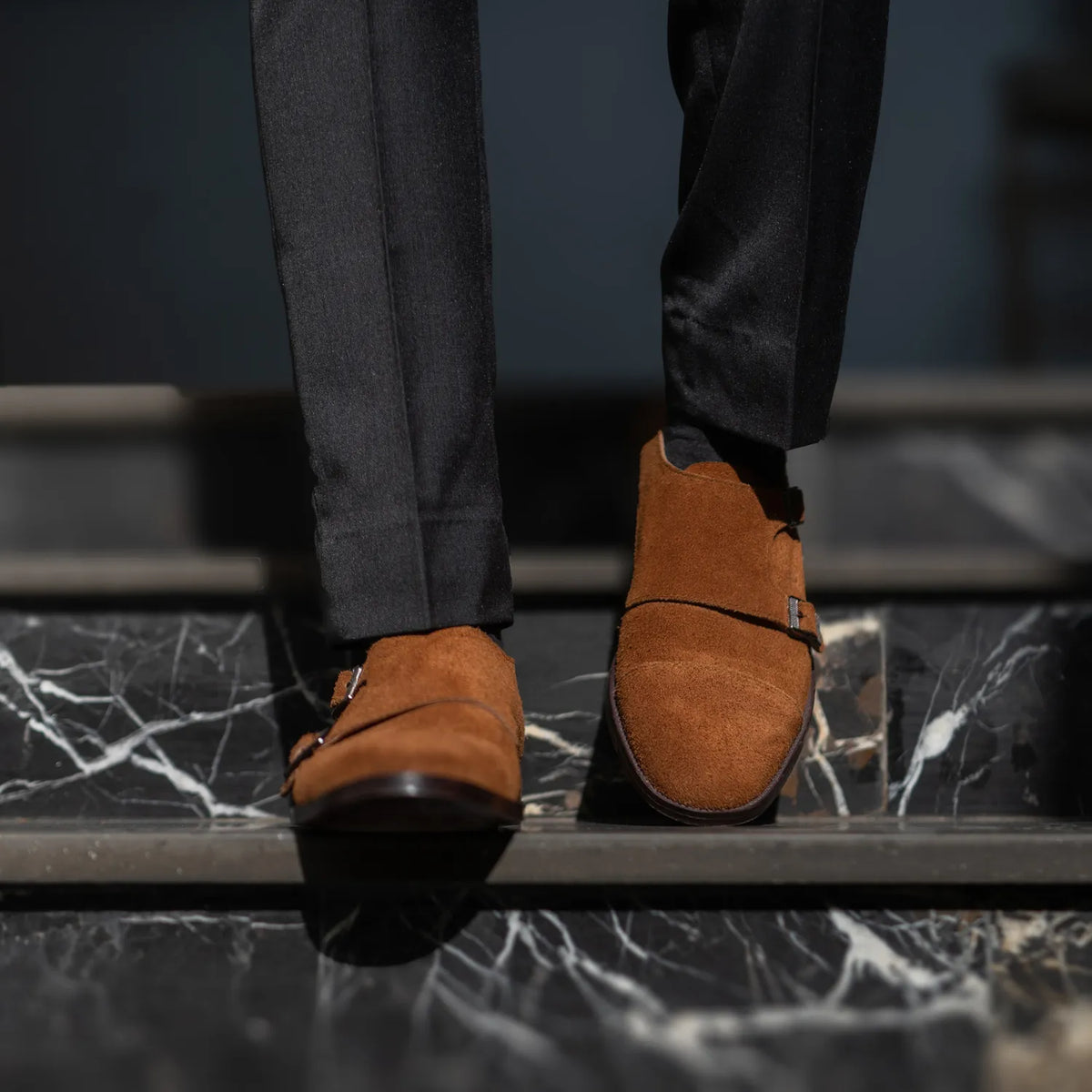 Orlaven Boston Zapatos de doble hebilla Marrón Suede Zapatos de cuero footwear image 9