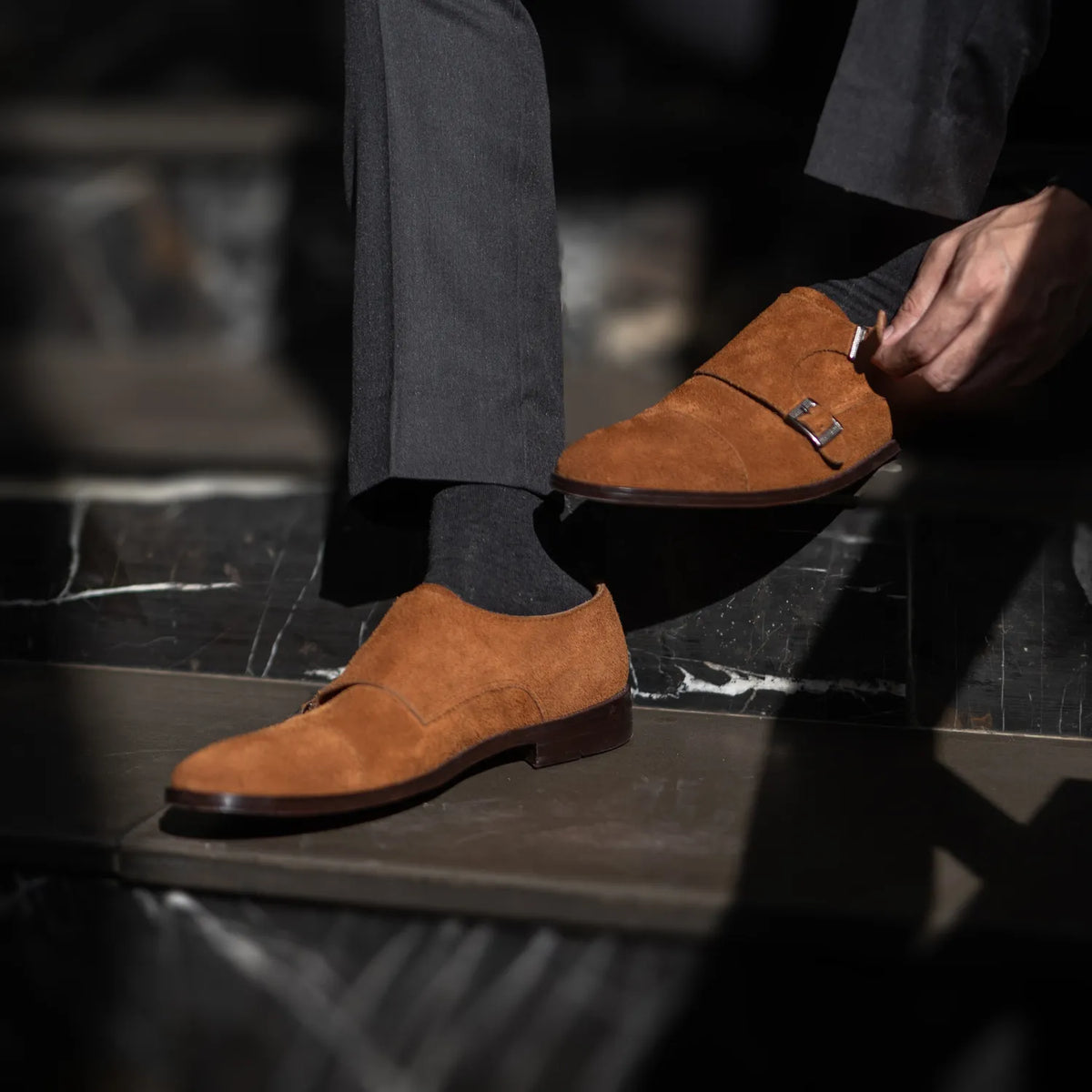 Orlaven Boston Zapatos de doble hebilla Marrón Suede Zapatos de cuero footwear image 10
