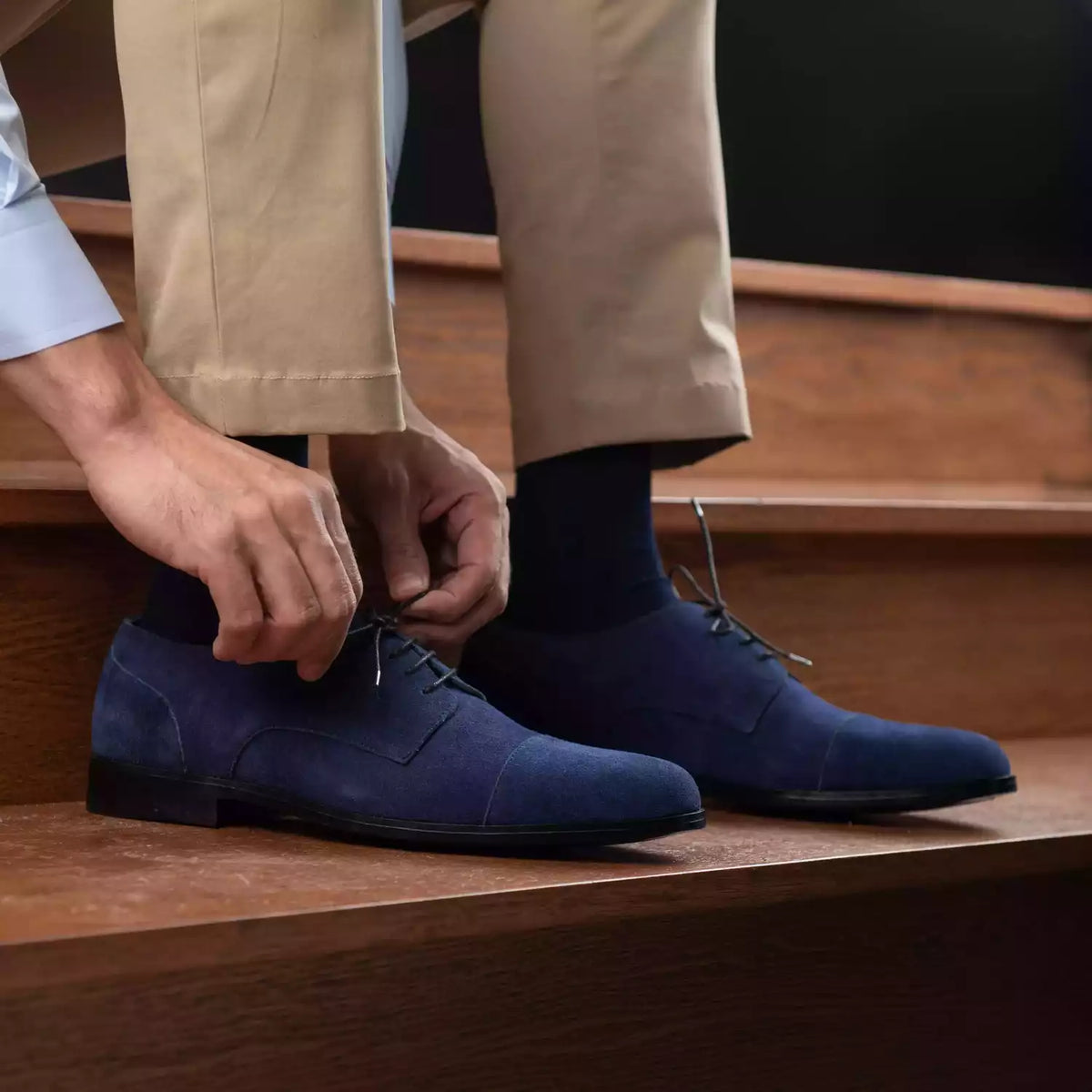 Orlaven Attorney Derby Midnight Azul Suede Zapatos de cuero para Hombre footwear image 10