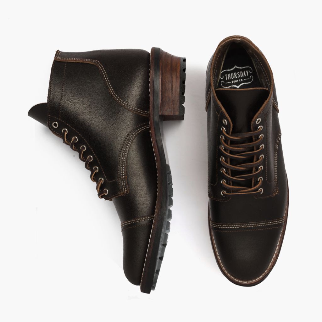 Vanguard Waxed Cacao Botas de cuero para Hombre For Men - Contrafuerte de talón reforzado y doble costura de precisión