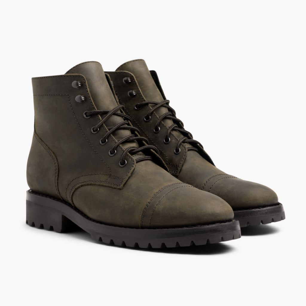 Captain StormKing® Verde Oliva Oscuro Mate Botas de cuero para Hombre in Olive Full-Grain Leather - Vista de perfil | Comprar online