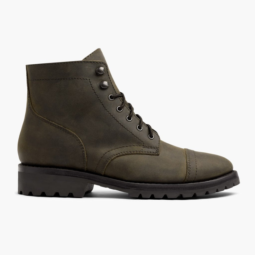 Captain StormKing® Dark Olive Matte Leather Boots para Hombre