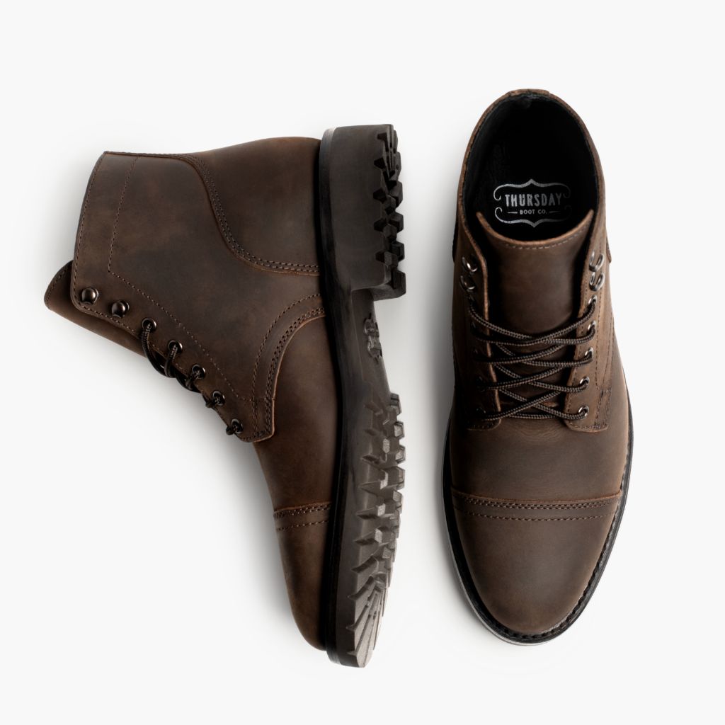 Captain StormKing® Tabaco Botas de cuero para Hombre - Contrafuerte de talón reforzado y doble costura de precisión