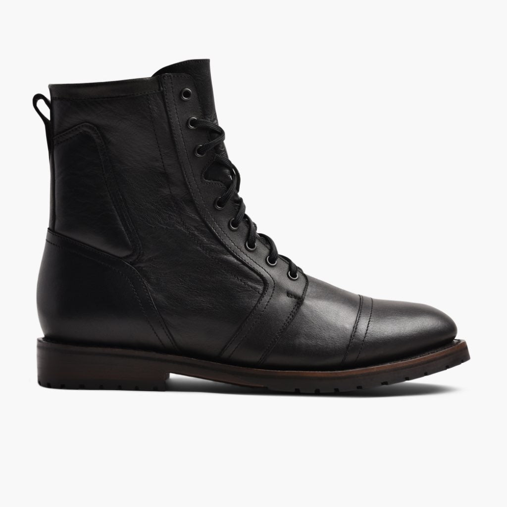 Casa Moto Negro Botas de cuero para Hombre - Vista lateral mostrando el corte ergonómico de mangas