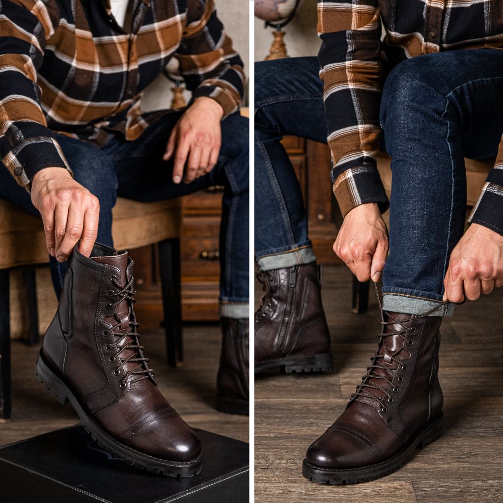 Tailored Rib Cuffs & Hem Craftsmanship Construction Detail on Casa Moto Viejo Inglés Botas de cuero para Hombre
