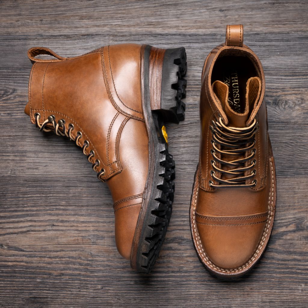 Challenger Sésamo Doble Botas de cuero para Hombre - Contrafuerte de talón reforzado y doble costura de precisión