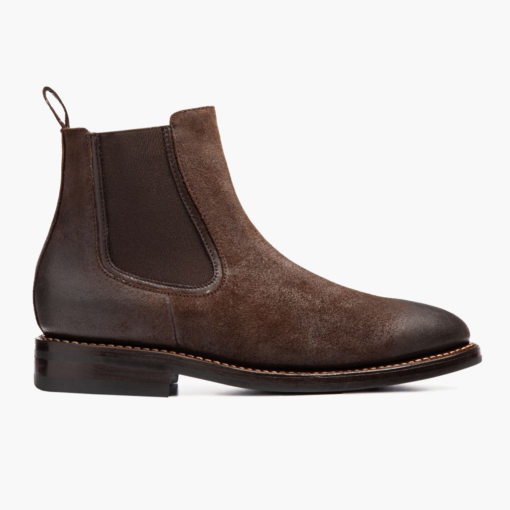 Chocolate Goatskin Suede Leather Boots - Construcción cosida Goodyear y puntera delantera