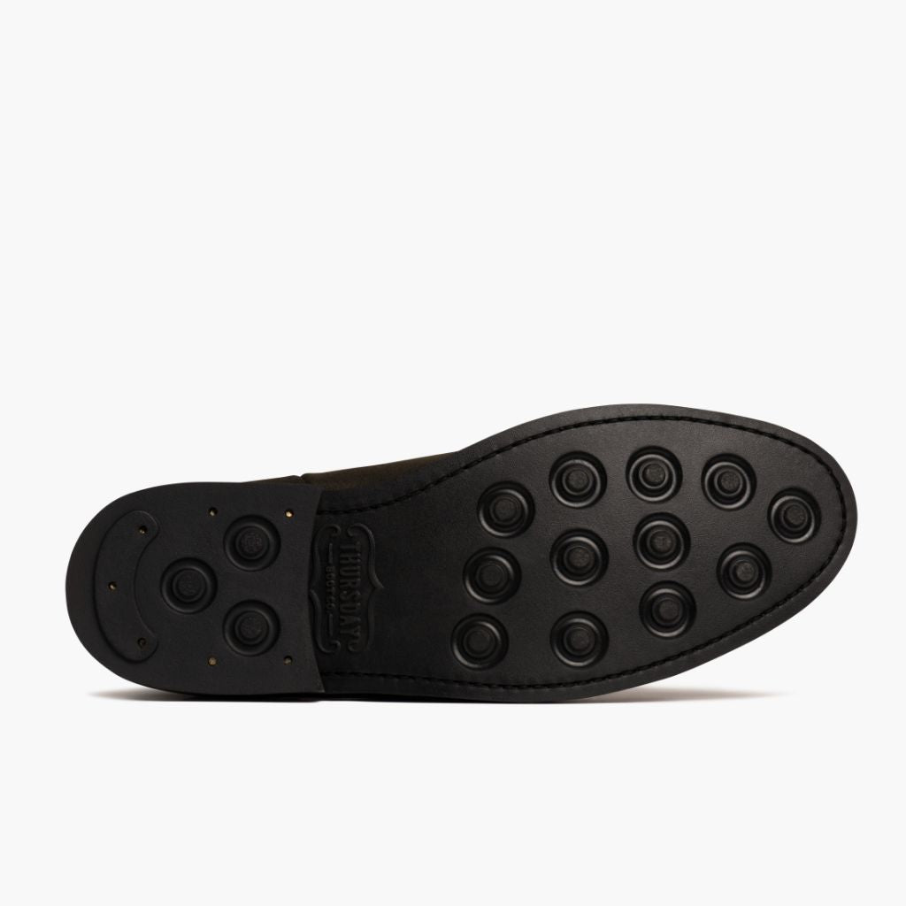 High-Traction Rubber Outsole & Lug Tread Pattern on Duke Verde Oliva Oscuro Suede Botas de cuero para Hombre