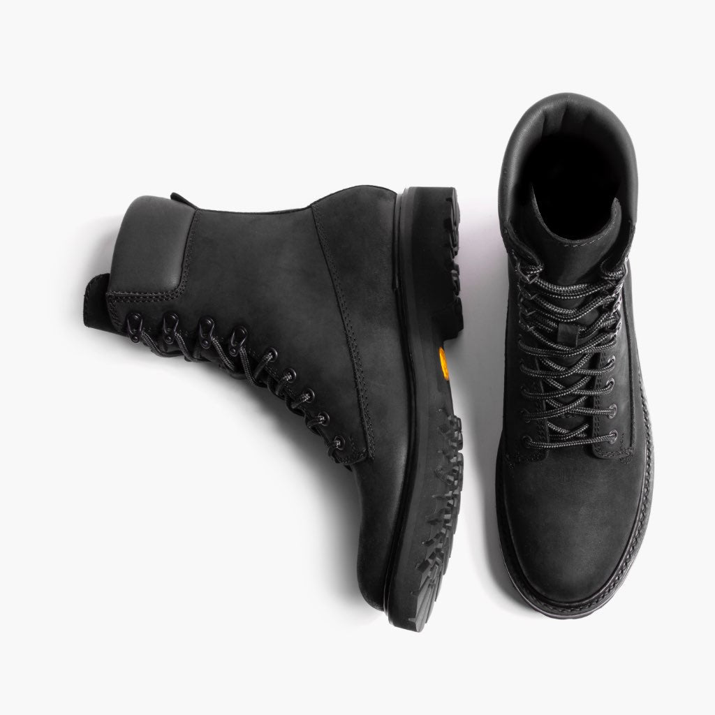 Explorer Negro Mate Botas de cuero para Hombre - Contrafuerte de talón reforzado y doble costura de precisión