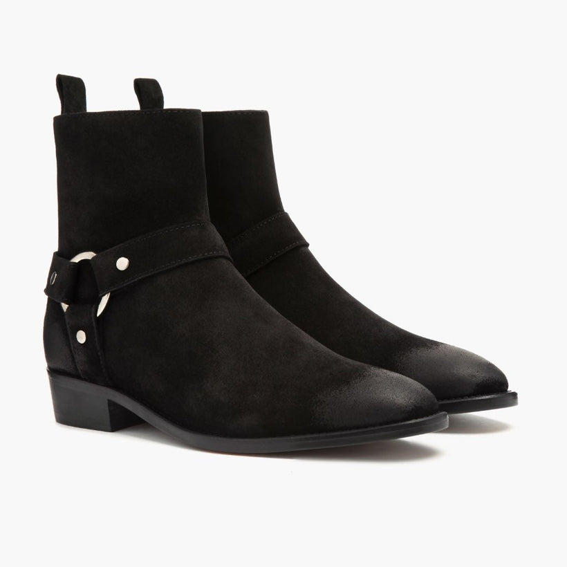 Harness Negro Suede Botas de cuero para Hombre