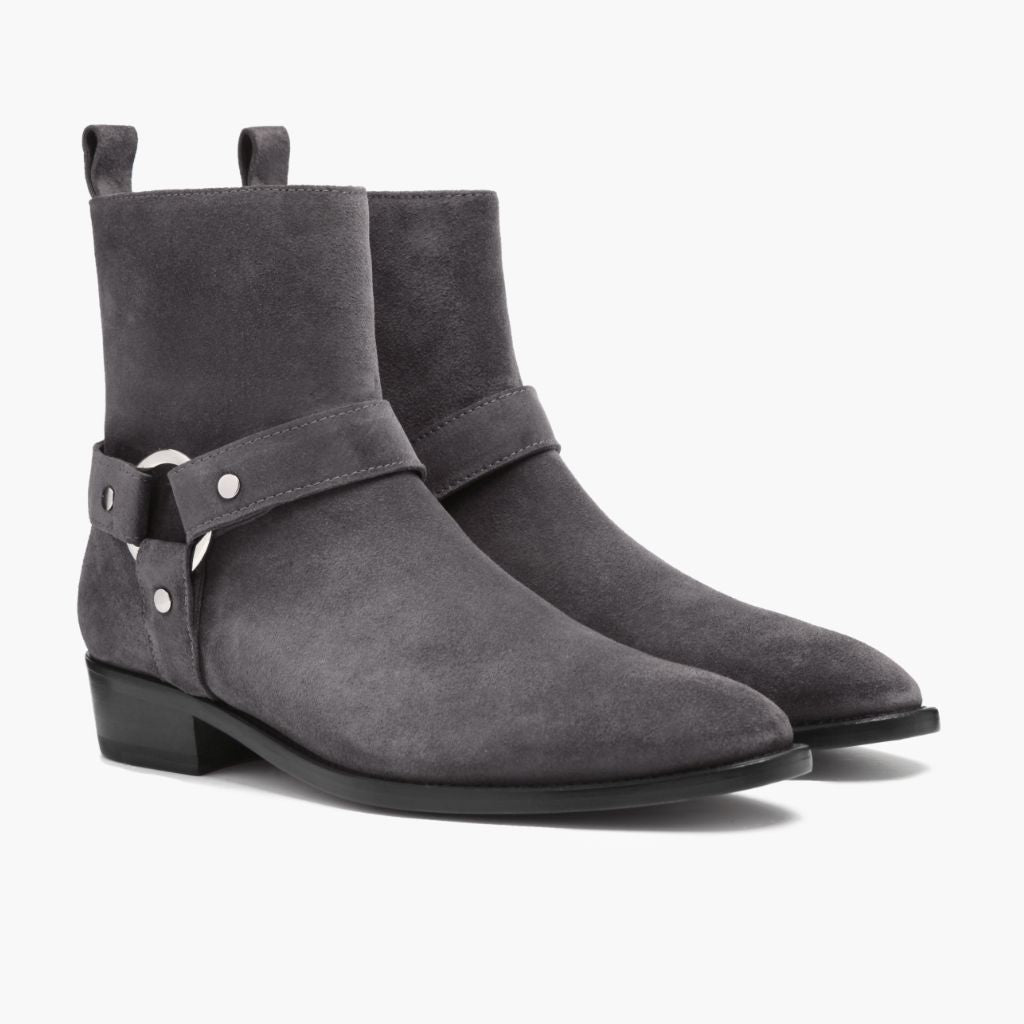 Harness Gris Suede Botas de cuero para Hombre in Grey Goatskin Suede - Vista de perfil | Comprar online