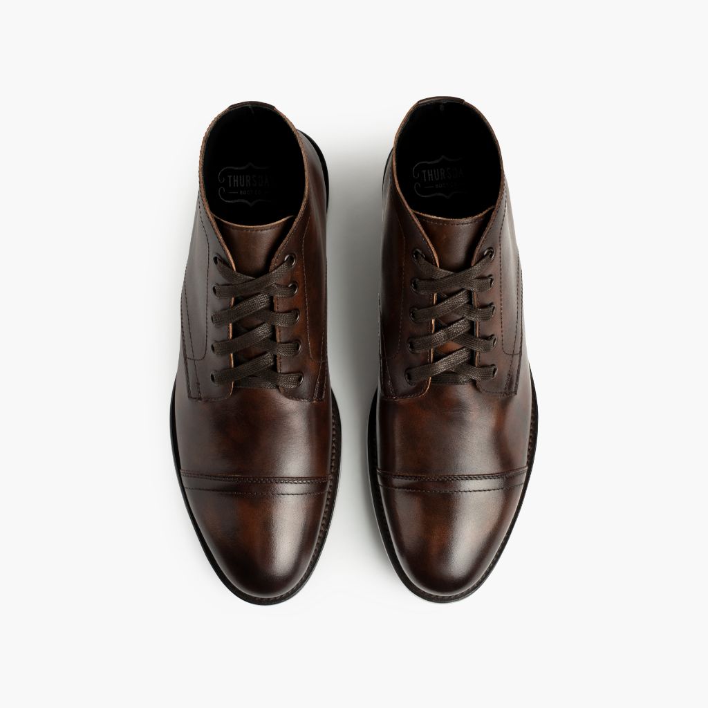 Cadet Caoba Rico Botas de cuero para Hombre - Contrafuerte de talón reforzado y doble costura de precisión