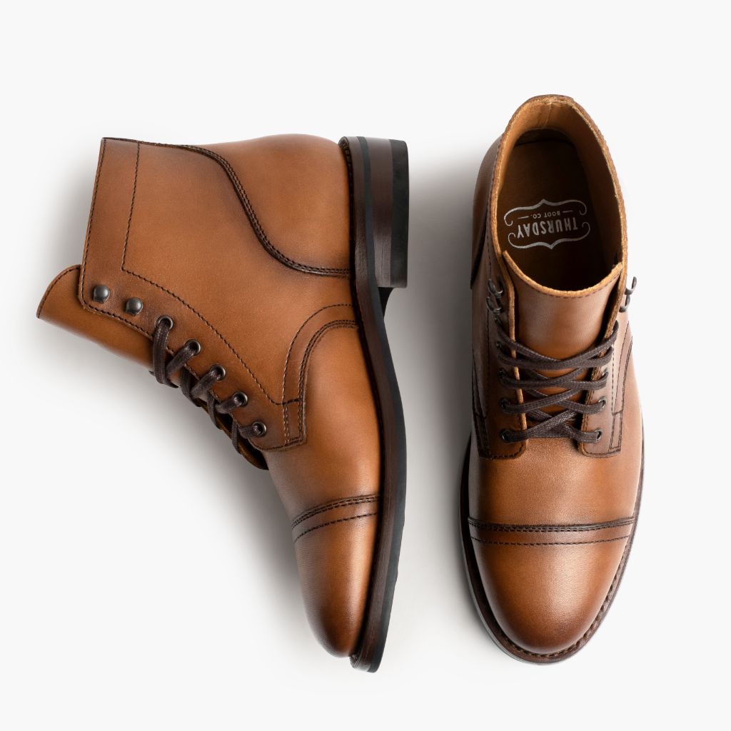 Captain Toffee Botas de cuero para Hombre - Contrafuerte de talón reforzado y doble costura de precisión