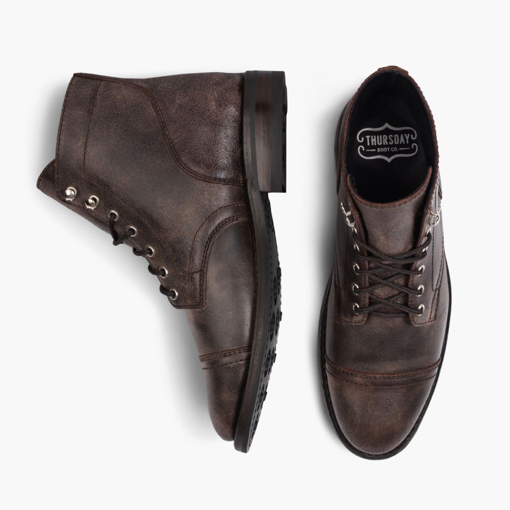 Captain Cañón Botas de cuero para Hombre - Contrafuerte de talón reforzado y doble costura de precisión
