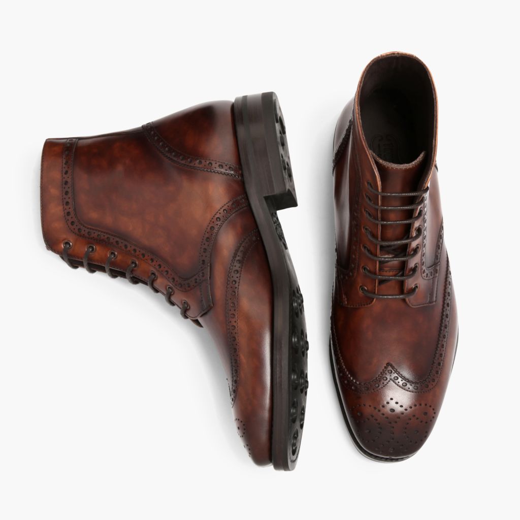 Wingtip Color #77 Botas de cuero para Hombre For Men - Contrafuerte de talón reforzado y doble costura de precisión