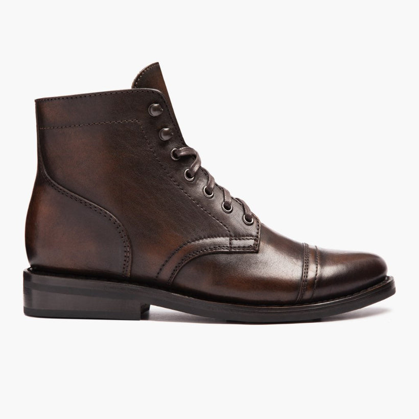 Captain Negro Coffee Leather Boots para Mujer