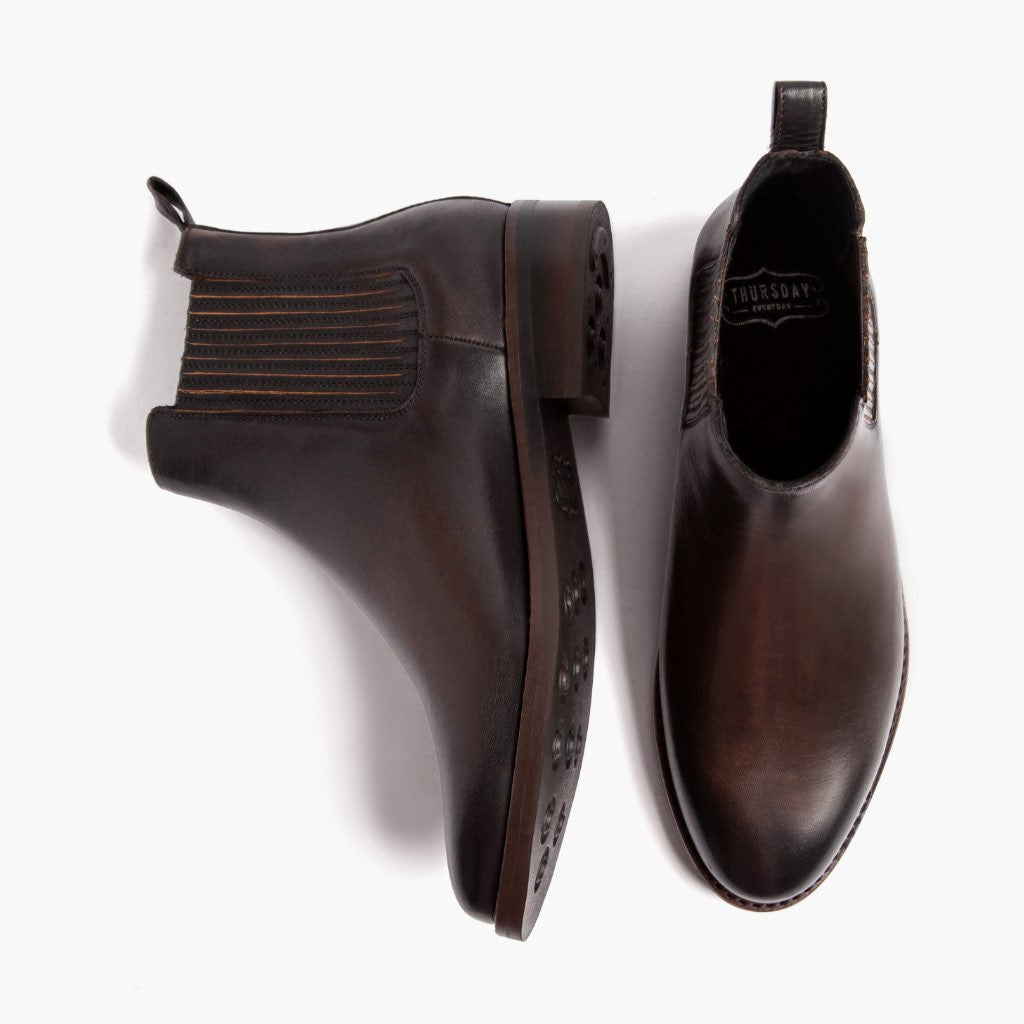 Dreamer Café Negro Botas de cuero para Mujer - Contrafuerte de talón reforzado y doble costura de precisión
