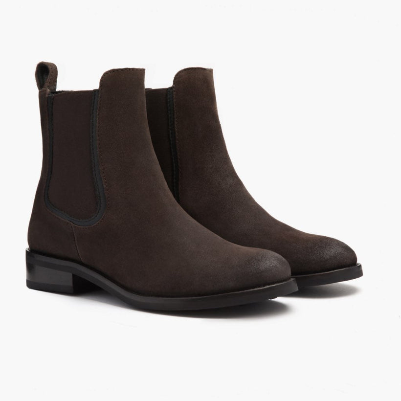 Duchess Dark Marrón Suede Leather Boots para Mujer