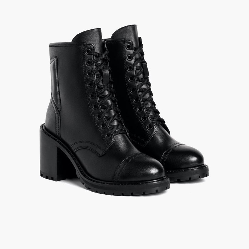 Rebel Negro Leather Boots para Mujer