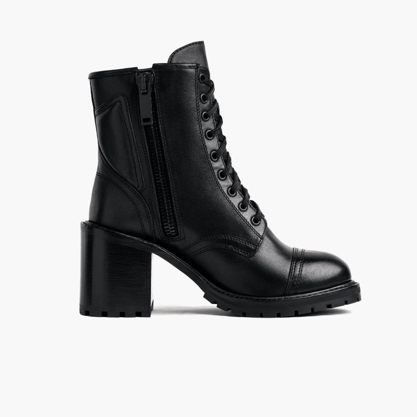 Rebel Negro Leather Boots para Mujer
