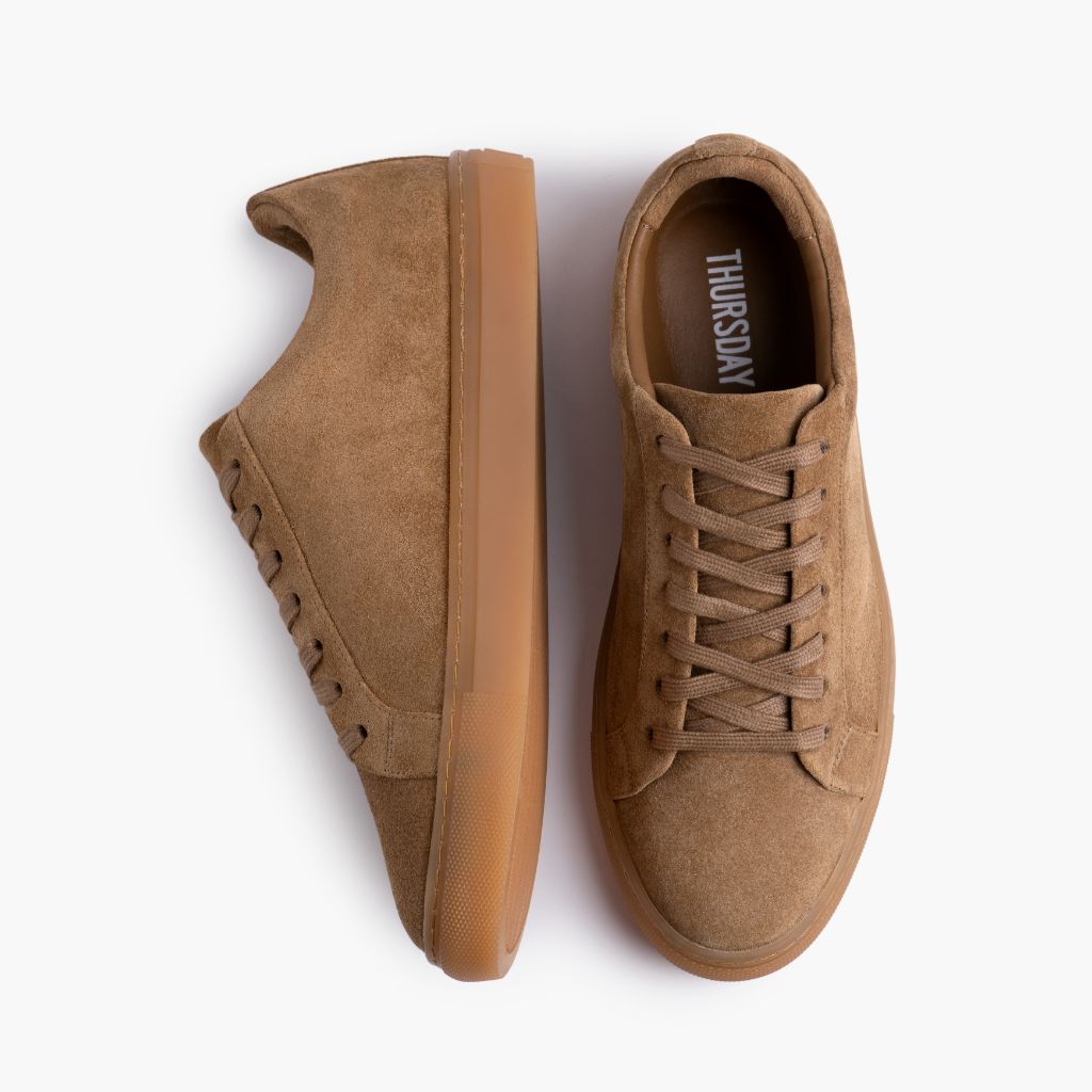 Premier Low Top Camel Zapatillas de cuero para Mujer - Contrafuerte de talón reforzado y doble costura de precisión