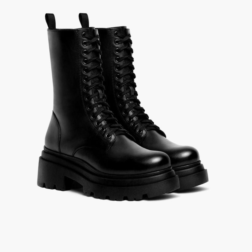 Fatale Negro Leather Boots para Mujer