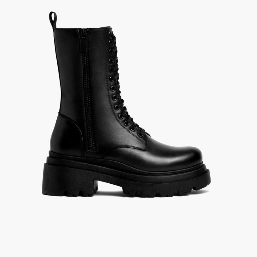 Fatale Negro Leather Boots para Mujer