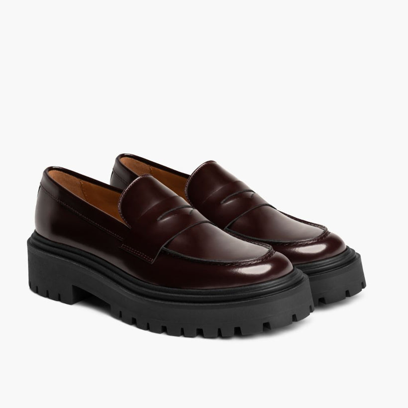 Penny Platform Burdeos Leather Boots para Mujer