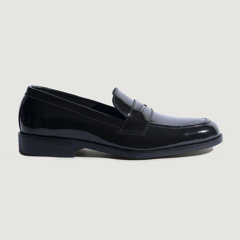 Baxton Negro Patent Leather Loafers para Hombre