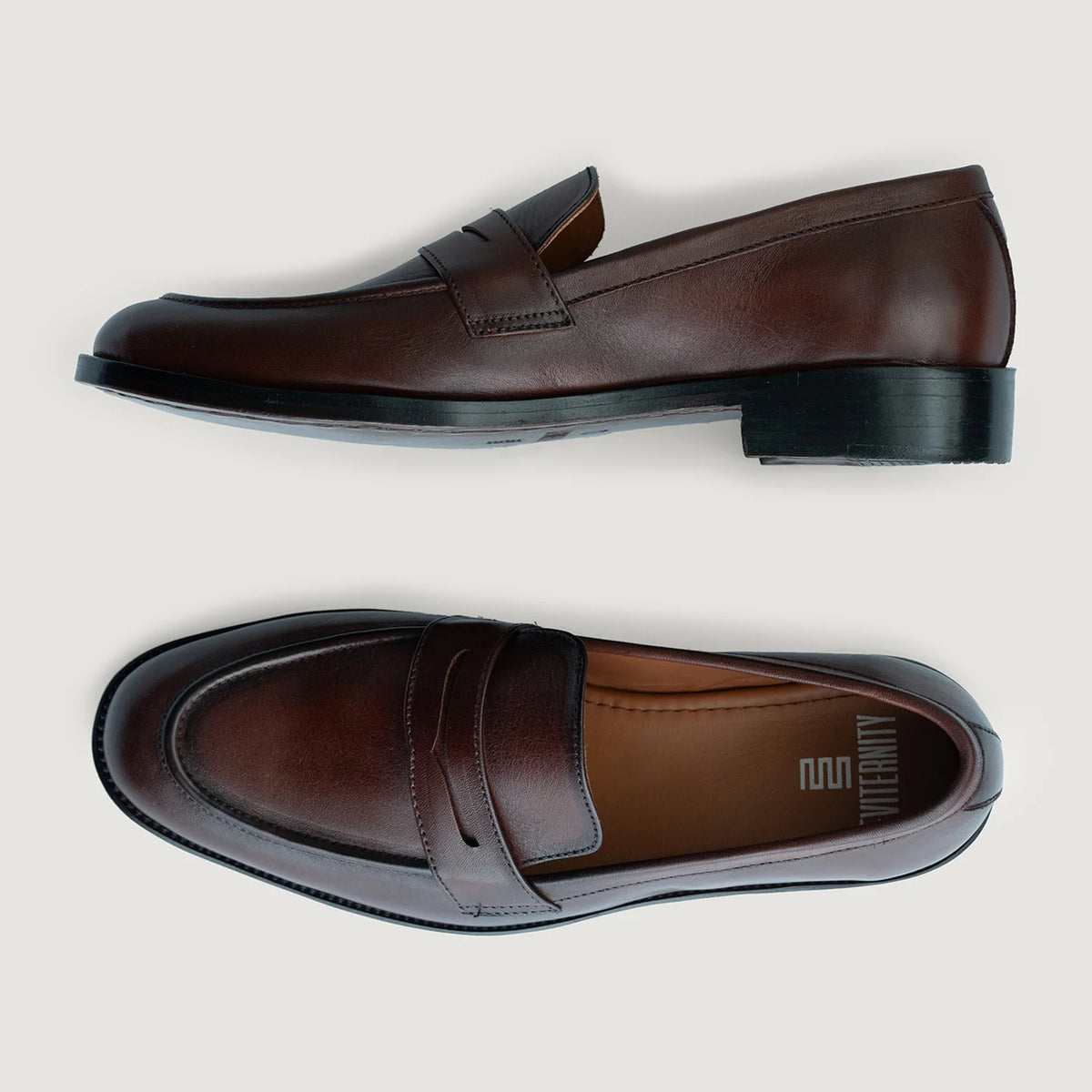Baxton Burnished Marrón Mocasines de cuero para Hombre For Men - Contrafuerte de talón reforzado y doble costura de precisión