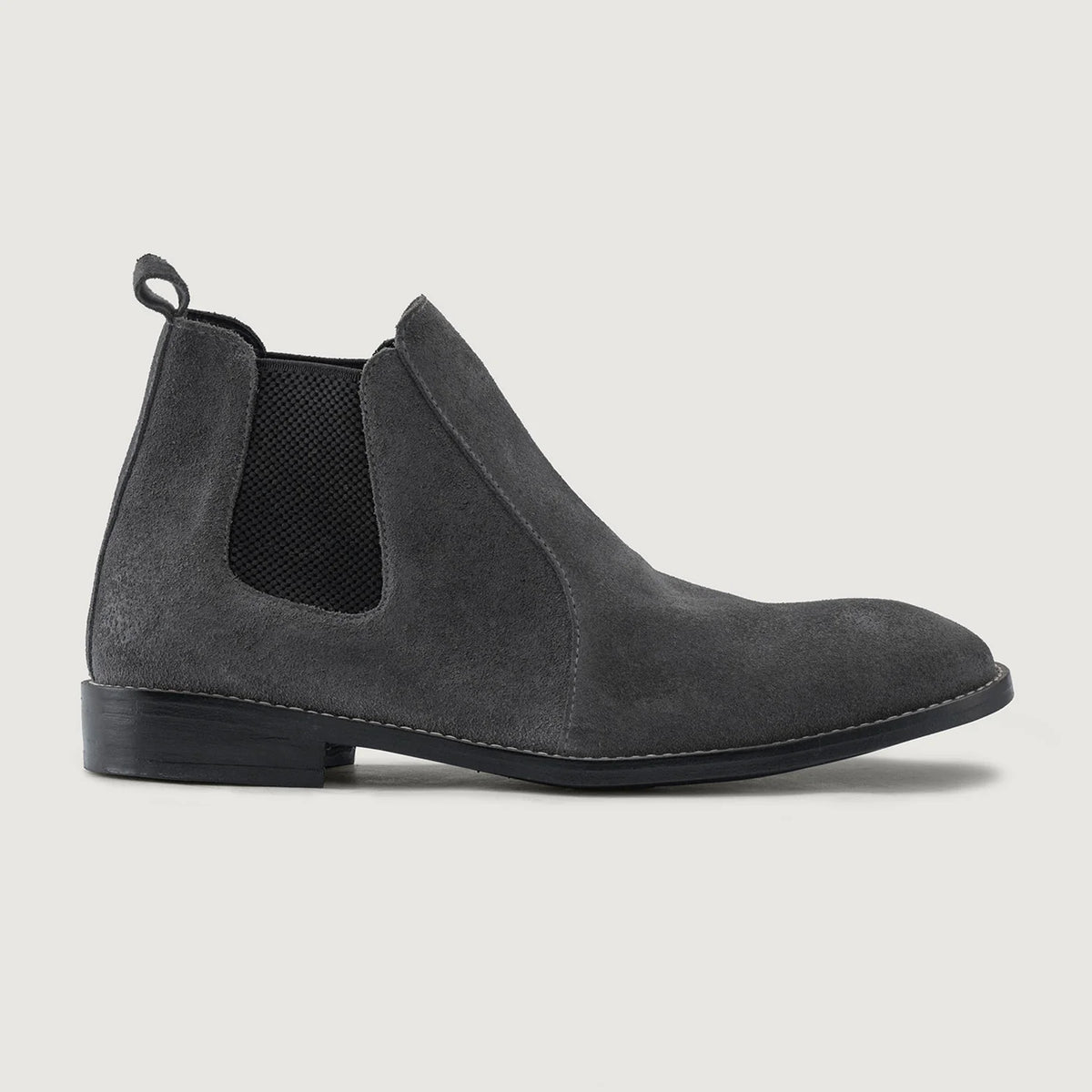 Grey Goatskin Suede Leather Boots - Construcción cosida Goodyear y puntera delantera