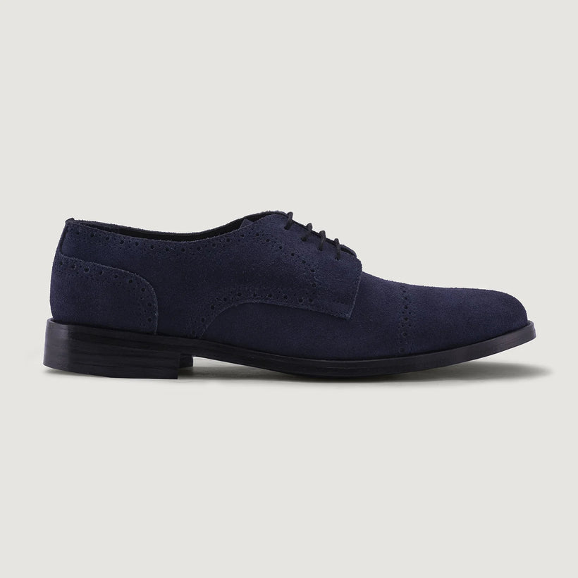 Dirk Brogues Derby Azul Suede Leather Shoes - StudGuard para Hombre