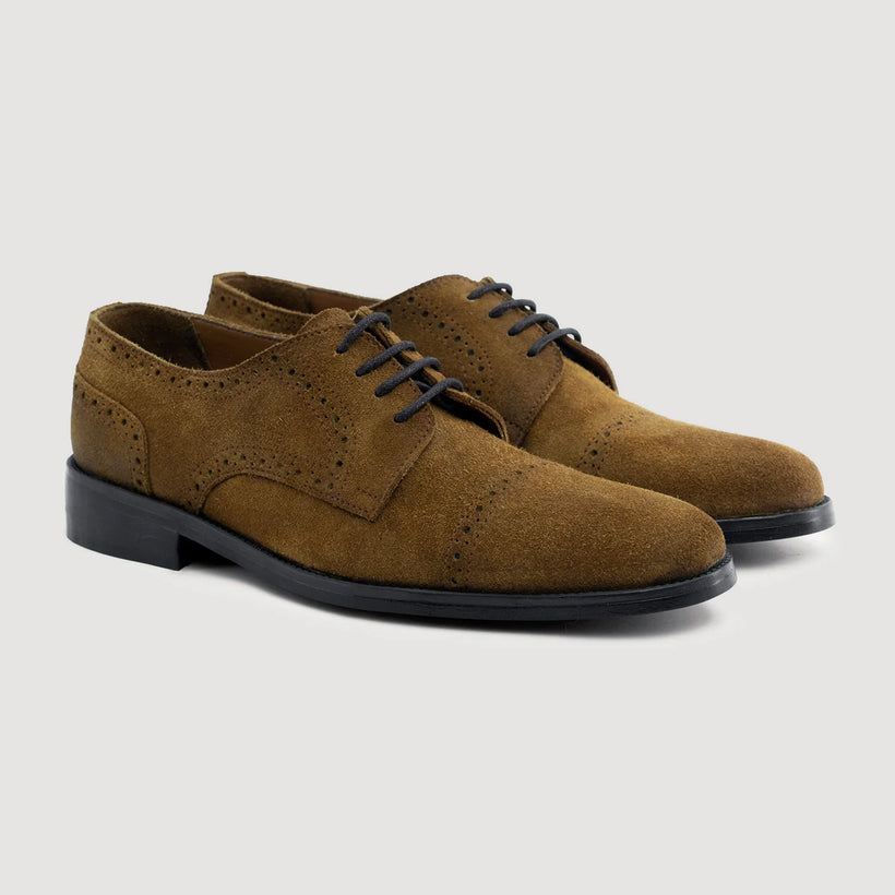 Dirk Brogues Derby Marrón Suede Leather Shoes - StudGuard para Hombre