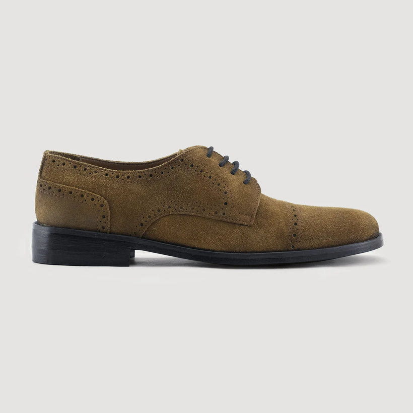 Dirk Brogues Derby Marrón Suede Leather Shoes - StudGuard para Hombre