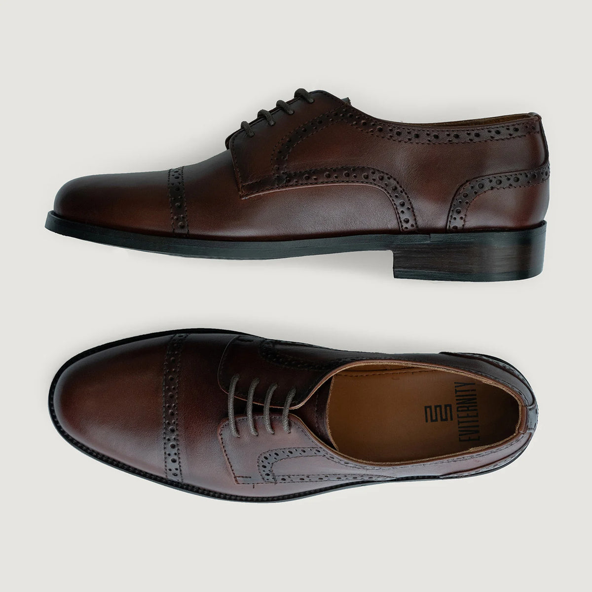 Dirk Brogues Derby Burnished Marrón Zapatos de cuero para Hombre For Men - Contrafuerte de talón reforzado y doble costura de precisión