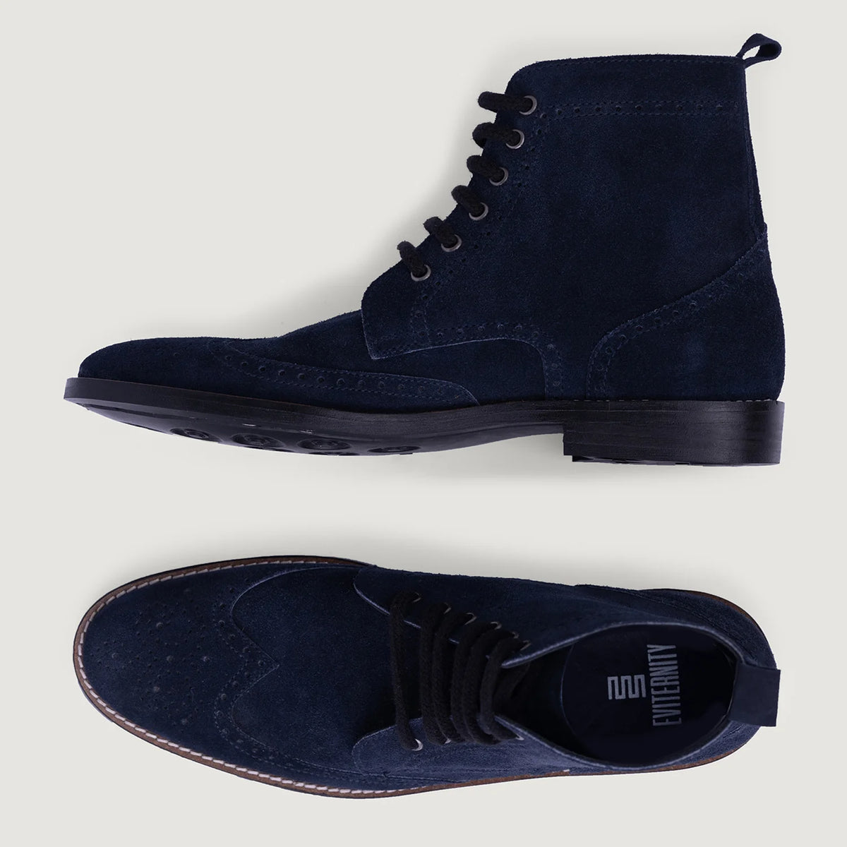 Duster Brogues Blue Suede Leather Boots StudGuard For Men - Vista lateral mostrando el corte ergonómico de mangas
