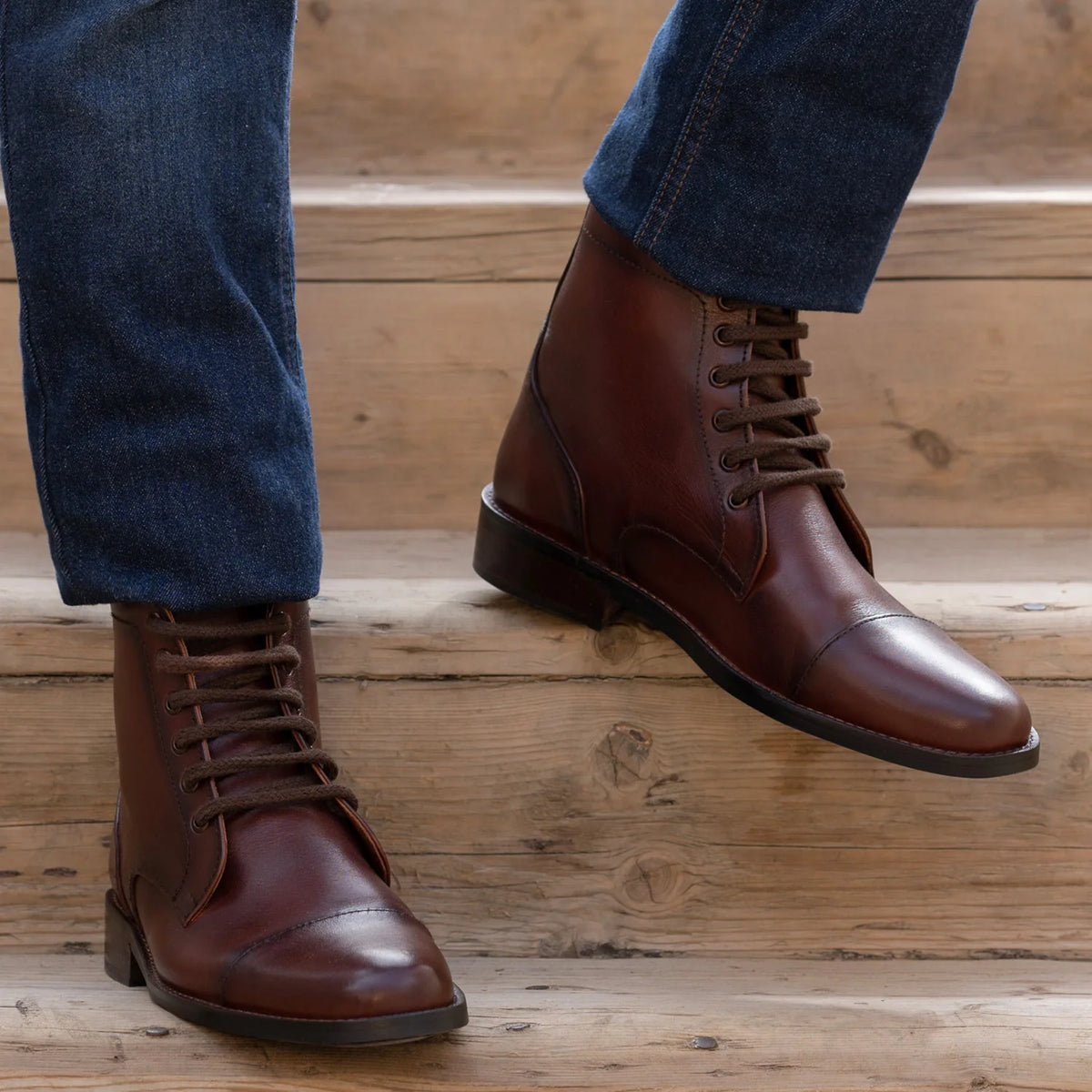 Orlaven Knight Derby Burnished Marrón Botas de cuero - StudGuard para Hombre footwear image 9
