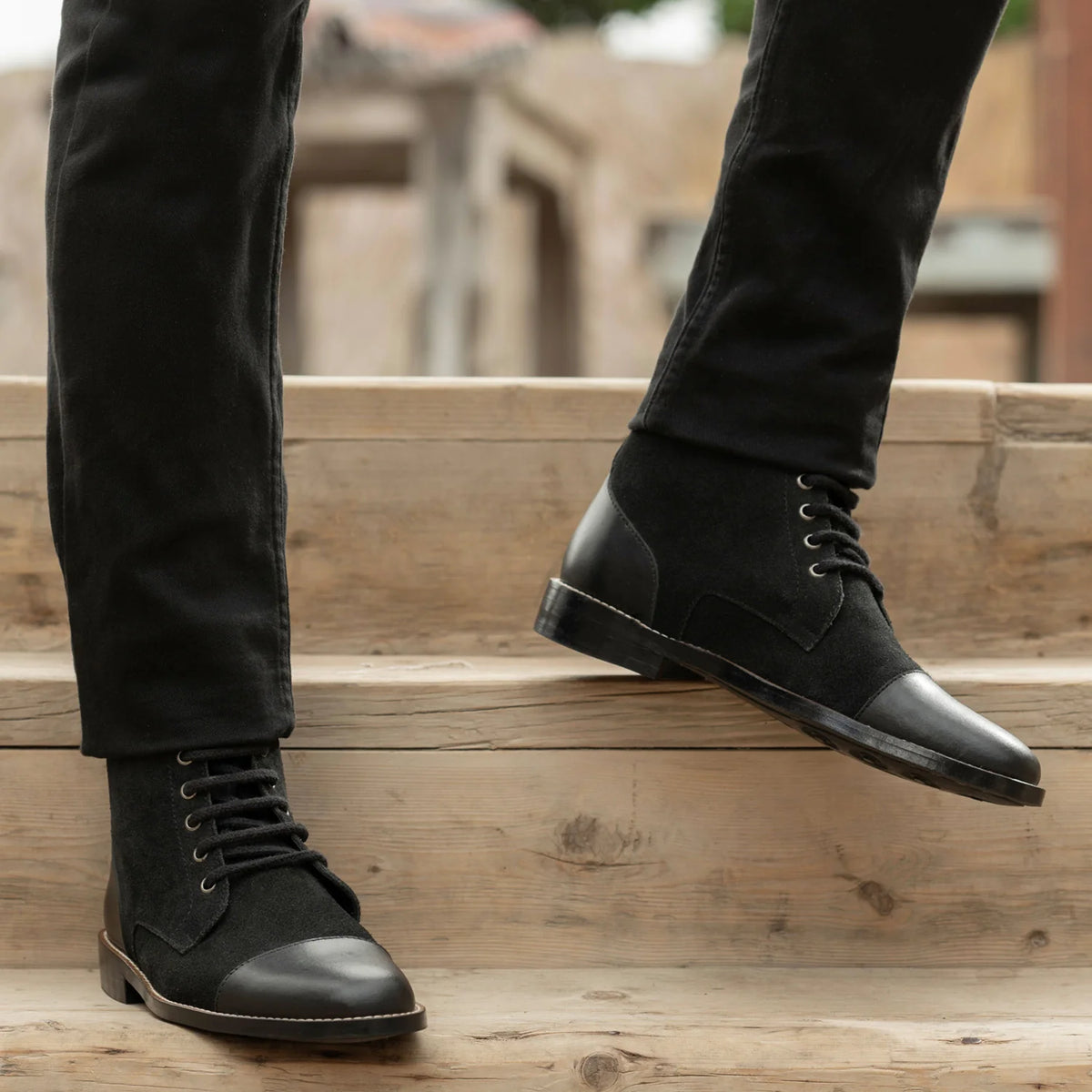 Orlaven Knight Derby Hybrid Negro Botas de cuero - StudGuard para Hombre footwear image 9