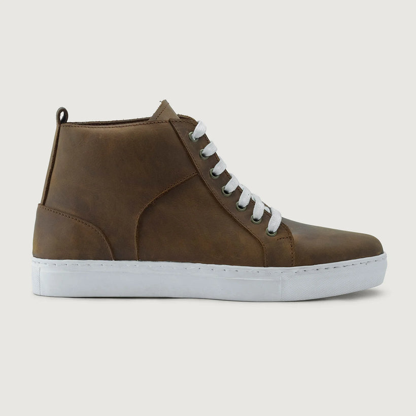 Marty High Top Cobre Quemado Pullup Zapatillas de cuero para Hombre