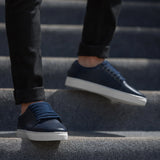 Murphy Low Top Midnight Blue Leather Sneakers - Reinforced Heel Counter & Precision Double-Row Stitching Detail