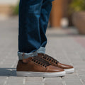 Murphy Low Top Tostado Zapatillas de cuero para Hombre