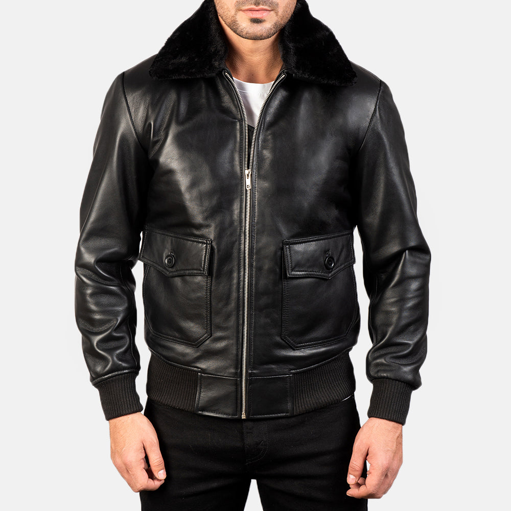 
Vista de detalle of Shirt with Removable Fur & Zipper Hardware on Airin G-1 Negro Chaqueta Bomber de Cuero para Hombre