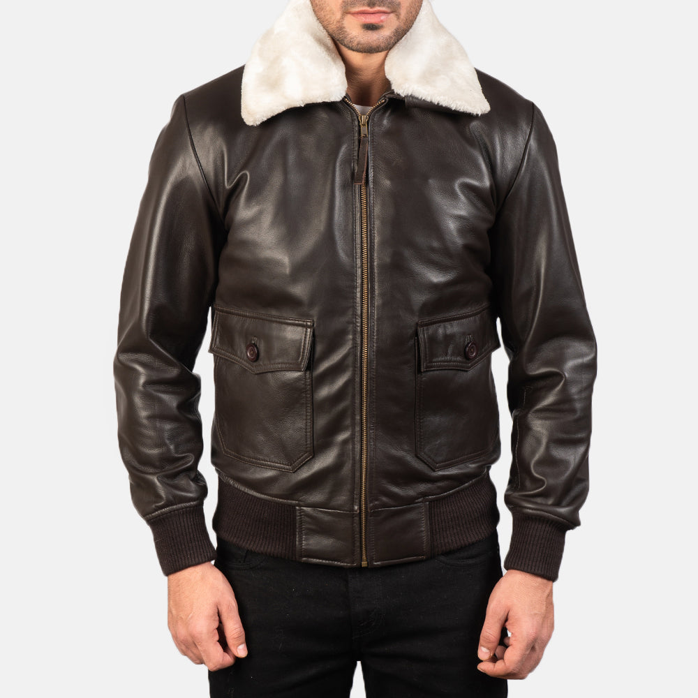 
Vista de detalle of Shirt with Removable Fur & Zipper Hardware on Airin G-1 Marrón Chaqueta Bomber de Cuero para Hombre