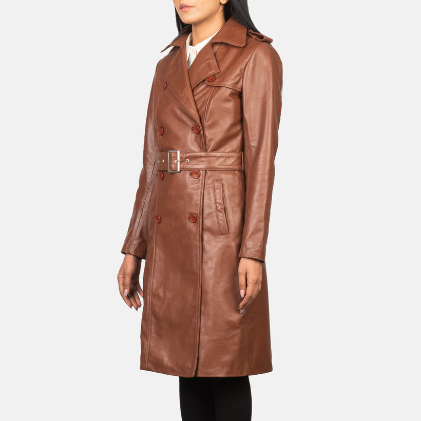 Black Cowhide leather Coat - Back View Showing Tailored Shoulder Fit & Clean Hemline