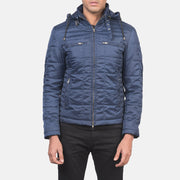 Men's Alps Quilted Blue Windbreaker Jacket - Vista de perfil lateral con corte ergonómico de manga