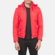 
Alps Quilted Red Windbreaker Jacket in Red Nylon - Vista frontal y silueta entallada | Comprar online